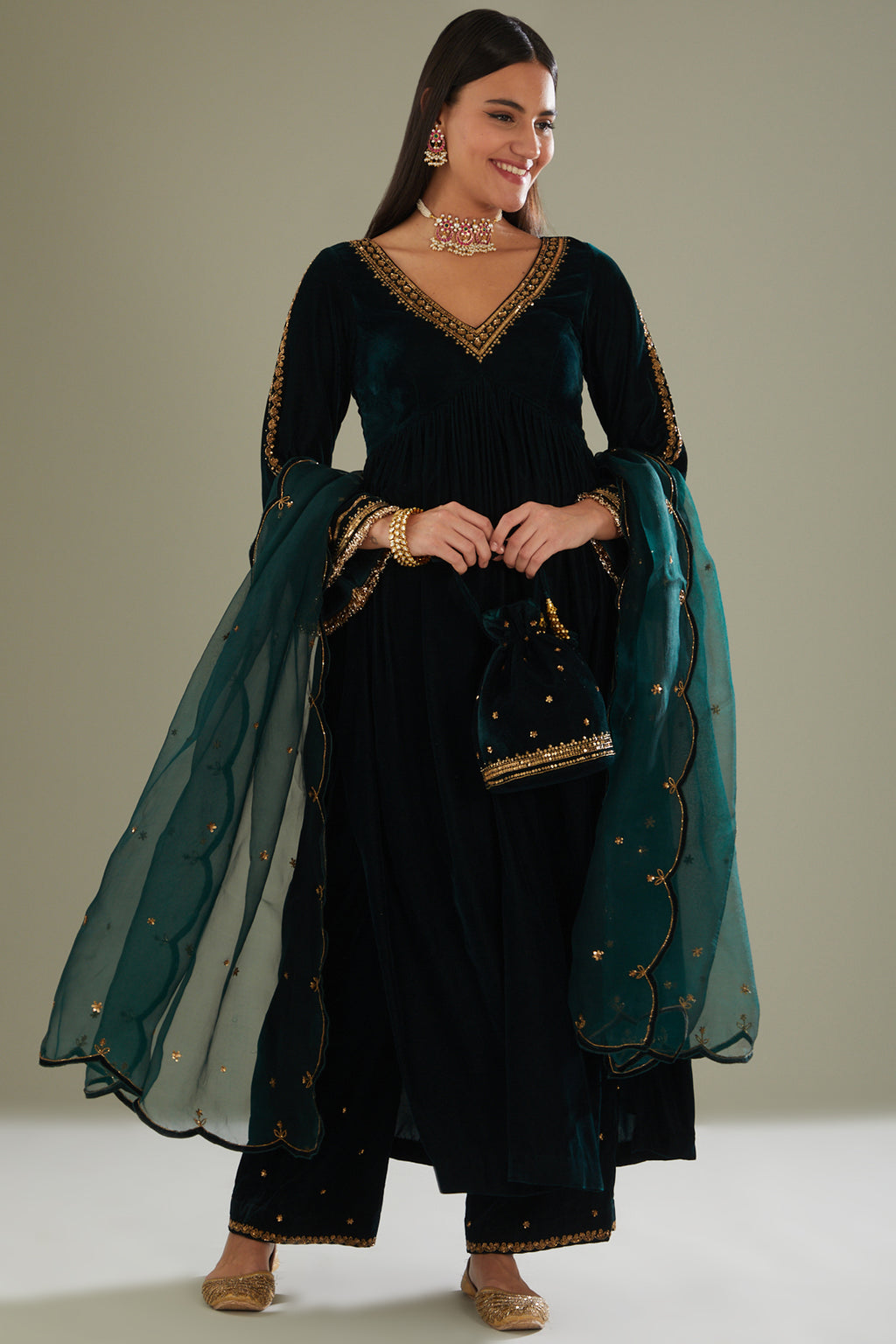 Velvet Anarkali Kurti – Premium Festive Collection